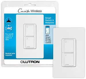 Caseta Original Smart Switch for Lights & Fans (Smart Hub Required) For Caseta systems, with wallplate, 5 amp, single-pole/3-way, neutral required, PDW-5ANS-WH-A, White Caseta Original Smart Switch for Lights & Fans (Smart Hub Required) For Caseta systems, with wallplate, 5 amp, single-pole/3-way, neutral required, PDW-5ANS-WH-A, White