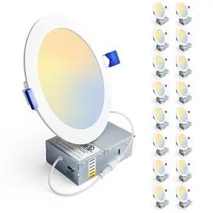 16Pack 6 Inch LED Recessed Ceiling Light, 6CCT, 1200LM 12W 1200V 2700K-6000K Selectable, 5%-100% Dimmable, Ultra-Thin Canless Wafer Downlight, Aluminum, Damp Rated, ETL&FCC&IC 16Pack 6 Inch LED Recessed Ceiling Light, 6CCT, 1200LM 12W 1200V 2700K-6000K Selectable, 5%-100% Dimmable, Ultra-Thin Canless Wafer Downlight, Aluminum, Damp Rated, ETL&FCC&IC