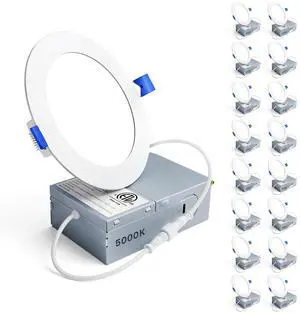 16Pack 4 Inch LED Recessed Ceiling Light, 5000K, 750LM 9W 120V 5000K Daylight, 5%-100% Dimmable, Ultra-Thin Canless Wafer Downlight, Aluminum, Damp Rated, ETL&FCC&IC 16Pack 4 Inch LED Recessed Ceiling Light, 5000K, 750LM 9W 120V 5000K Daylight, 5%-100% Dimmable, Ultra-Thin Canless Wafer Downlight, Aluminum, Damp Rated, ETL&FCC&IC
