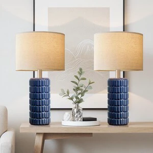 23" Modern Ceramic Table Lamps Set of 2, Lamps for Bedroom, Blue Lamps for Living Room, Bedroom, Bedside, Night Stands, End Table, Desk, Farmhouse Home Decor 23" Modern Ceramic Table Lamps Set of 2, Lamps for Bedroom, Blue Lamps for Living Room, Bedroom, Bedside, Night Stands, End Table, Desk, Farmhouse Home Decor