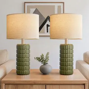 23" Modern Ceramic Table Lamps Set of 2, Lamps for Bedroom, Green Lamps for Living Room, Bedroom, Bedside, Night Stands, End Table, Desk, Farmhouse Home Decor 23" Modern Ceramic Table Lamps Set of 2, Lamps for Bedroom, Green Lamps for Living Room, Bedroom, Bedside, Night Stands, End Table, Desk, Farmhouse Home Decor