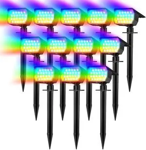 Solar Spot Lights Outdoor Spotlight Christmas 12 Pack Color Changing 46LED, 3 Mode, Auto On/Off Landscape Spotlights Solar Powered Flood Lights for Outside Pathway Yard Garden House Walkway Tree Solar Spot Lights Outdoor Spotlight Christmas 12 Pack Color Changing 46LED, 3 Mode, Auto On/Off Landscape Spotlights Solar Powered Flood Lights for Outside Pathway Yard Garden House Walkway Tree