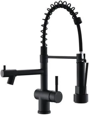 Commercial Faucet with Sprayer, Matte Black Kitchen Faucet Modern Single Handle High Arc Black Stainless Steel Kitchen Bar Sink Faucet for One Hole Or Three Hole Sink Commercial Faucet with Sprayer, Matte Black Kitchen Faucet Modern Single Handle High Arc Black Stainless Steel Kitchen Bar Sink Faucet for One Hole Or Three Hole Sink