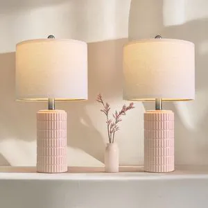 20.75" Pink Ceramic Table Lamps Set of 2, Small Modern Bedroom Lamps for Girls Room, Bedside Lamps for Night Stands, Cute Lamps for Living Room Decor, Nightstands Desk Lamp, Light Pink 20.75" Pink Ceramic Table Lamps Set of 2, Small Modern Bedroom Lamps for Girls Room, Bedside Lamps for Night Stands, Cute Lamps for Living Room Decor, Nightstands Desk Lamp, Light Pink