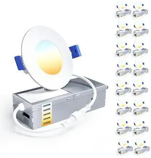 16 Pack 3 Inch LED Recessed Ceiling Light, Dimmable, 2700K-5000K 5CCT, 500LM 6W 120V, High Brightness Canless Wafer Downlight - ETL&FCC&IC 16 Pack 3 Inch LED Recessed Ceiling Light, Dimmable, 2700K-5000K 5CCT, 500LM 6W 120V, High Brightness Canless Wafer Downlight - ETL&FCC&IC