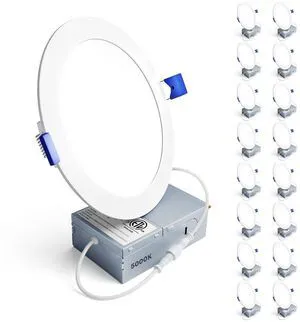 16Pack 6 Inch LED Recessed Ceiling Light, 5000K, 1200LM 12W 120V 5000K Daylight, 5%-100% Dimmable, Ultra-Thin Canless Wafer Downlight, Aluminum, Damp Rated, ETL&FCC&IC 16Pack 6 Inch LED Recessed Ceiling Light, 5000K, 1200LM 12W 120V 5000K Daylight, 5%-100% Dimmable, Ultra-Thin Canless Wafer Downlight, Aluminum, Damp Rated, ETL&FCC&IC