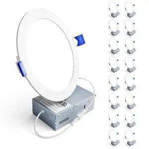 16Pack 6 Inch LED Recessed Ceiling Light, 6000K, 1200LM 12W 120V 6000K Clear White, 5%-100% Dimmable, Ultra-Thin Canless Wafer Downlight, Aluminum, Damp Rated, ETL&FCC&IC 16Pack 6 Inch LED Recessed Ceiling Light, 6000K, 1200LM 12W 120V 6000K Clear White, 5%-100% Dimmable, Ultra-Thin Canless Wafer Downlight, Aluminum, Damp Rated, ETL&FCC&IC