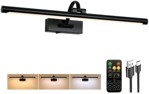 Picture Light Battery Operated with Remote, 3CCT Dimmable Picture Light for Paintings, Black Rechargeable 24 inch Battery Operated Wall Sconce for Art Lighting Gallery Portrait Artwork Picture Light Battery Operated with Remote, 3CCT Dimmable Picture Light for Paintings, Black Rechargeable 24 inch Battery Operated Wall Sconce for Art Lighting Gallery Portrait Artwork
