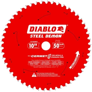 Steel Demon Cermet II Saw Blade for Medium Metal - 10" Diameter 50 TCG Teeth, 1" Arbor.083" Kerf, 0° Hook Angle.071" Plate, 3000 Max RPM - D1050CF Steel Demon Cermet II Saw Blade for Medium Metal - 10" Diameter 50 TCG Teeth, 1" Arbor.083" Kerf, 0° Hook Angle.071" Plate, 3000 Max RPM - D1050CF