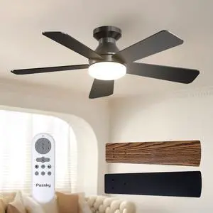 42 Inch Black Low Profile Ceiling Fans with Lights and Remote Flush mount, 3-color dimmable light, quiet reversible DC motor, easy install, memory, timer, bedroom, covered outdoor areas 42 Inch Black Low Profile Ceiling Fans with Lights and Remote Flush mount, 3-color dimmable light, quiet reversible DC motor, easy install, memory, timer, bedroom, covered outdoor areas
