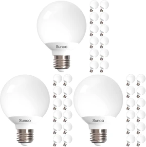 36 Pack Vanity Globe Light Bulbs G25 LED for Bathroom Mirror 40W Equivalent 6W, 2700K Soft White, Dimmable, 450 LM, E26 Base, Round Frosted Decorative Bulb, UL & Energy Star Listed 36 Pack Vanity Globe Light Bulbs G25 LED for Bathroom Mirror 40W Equivalent 6W, 2700K Soft White, Dimmable, 450 LM, E26 Base, Round Frosted Decorative Bulb, UL & Energy Star Listed