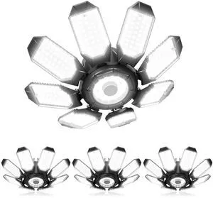 Garage Lights w/ 8 Deformable Panels, 56000LM 6500K Ultra Brighter LED Garage Lighting Fixture Screw in E26 E27 Socket Light Bulbs for Basement Workshop Attic Utility Laundry Storage, 4 Pack Garage Lights w/ 8 Deformable Panels, 56000LM 6500K Ultra Brighter LED Garage Lighting Fixture Screw in E26 E27 Socket Light Bulbs for Basement Workshop Attic Utility Laundry Storage, 4 Pack