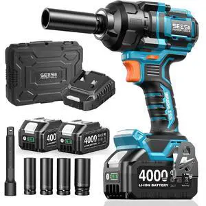Impact Wrench 886 Ft-lbs(1200N.m), 1/2 High Torque Impact Gun with 21V 2x4.0Ah Battery, Electric Impact Driver, 2900IPM, 5 Socket, Cordless Impact Wrench for Home Car/Mower/Pickup/Truck RV Impact Wrench 886 Ft-lbs(1200N.m), 1/2 High Torque Impact Gun with 21V 2x4.0Ah Battery, Electric Impact Driver, 2900IPM, 5 Socket, Cordless Impact Wrench for Home Car/Mower/Pickup/Truck RV