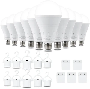 10 Pack Rechargeable Emergency Light Bulbs, Battery Powered LED Light Bulb 6000K Daylight E26 120 Volt 9W 60W Equivalent with 1200mAh for Home Power Outage Camping Hurricane 10 Pack Rechargeable Emergency Light Bulbs, Battery Powered LED Light Bulb 6000K Daylight E26 120 Volt 9W 60W Equivalent with 1200mAh for Home Power Outage Camping Hurricane