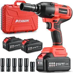 Cordless Impact Wrench 1/2 Inch, Power Impact Gun Kit, Max 600N.M/450Ft-lbs High Torque Electric Impact Driver for Car RV Tire, 2 Packs x 4.0Ah Battery, Charger, 6 Sockets & Storage Tool Case Cordless Impact Wrench 1/2 Inch, Power Impact Gun Kit, Max 600N.M/450Ft-lbs High Torque Electric Impact Driver for Car RV Tire, 2 Packs x 4.0Ah Battery, Charger, 6 Sockets & Storage Tool Case