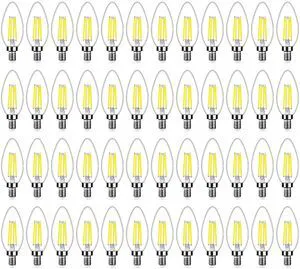 48-Pack Dimmable E12 LED Bulbs 40Watt Equivalent, 5000K Daylight White, 450Lumens, 4W B11 Vintage Chandelier Light Bulbs, Filament Clear Glass Candle Lamp for Ceiling Fan Home Decor 48-Pack Dimmable E12 LED Bulbs 40Watt Equivalent, 5000K Daylight White, 450Lumens, 4W B11 Vintage Chandelier Light Bulbs, Filament Clear Glass Candle Lamp for Ceiling Fan Home Decor
