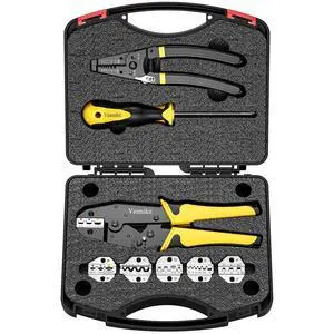 Crimping Tool Set 8PCS - Ratchet Wire Crimping Tool for Heat Shrink,Insulated Nylon,Non-Insulated,wire ferrules,Open Barrel Terminals,Solar Connectors - Crimper with 6 Interchangeable Die Crimping Tool Set 8PCS - Ratchet Wire Crimping Tool for Heat Shrink,Insulated Nylon,Non-Insulated,wire ferrules,Open Barrel Terminals,Solar Connectors - Crimper with 6 Interchangeable Die