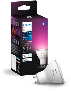 Smart 60W GU10 LED Bulb - White and Color Ambiance Color-Changing Light - 1 Pack - 450LM - Indoor - Control with Hue App - Compatible with Alexa, Google Assistant and Apple Homekit Smart 60W GU10 LED Bulb - White and Color Ambiance Color-Changing Light - 1 Pack - 450LM - Indoor - Control with Hue App - Compatible with Alexa, Google Assistant and Apple Homekit