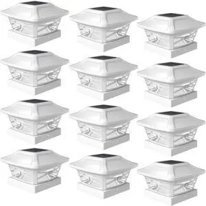 Renaissance Solar Outdoor Post Cap Lights, 4x4 5x5 6x6, Bright 12PK Pearl White, fence/deck/garden/patio posts, UV fade-protected plastic, auto-on, 7-8h runtime, cordless, IP44, 25lm warm white Renaissance Solar Outdoor Post Cap Lights, 4x4 5x5 6x6, Bright 12PK Pearl White, fence/deck/garden/patio posts, UV fade-protected plastic, auto-on, 7-8h runtime, cordless, IP44, 25lm warm white