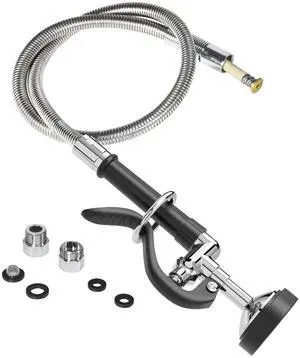 Pre Rinse Sprayer Commercial with 45 Stainless Steel Hose, 1.42 GPM Commercial Sink Sprayer, High-Pressure Dish Spray for Restaurant Use, Sink Spray Nozzle with Adapters (Black) Pre Rinse Sprayer Commercial with 45 Stainless Steel Hose, 1.42 GPM Commercial Sink Sprayer, High-Pressure Dish Spray for Restaurant Use, Sink Spray Nozzle with Adapters (Black)