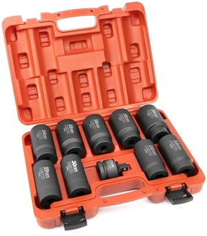 02531A 10 Piece 12 Point Socket Set 1/2 Drive, Lug Nut Remover, Spindle Nut Socket, Axle Nut Socket Set, Metric 29-39mm Socket 1/2 Drive Impact Set, Cr-Mo Impact Adapter, 3/4" -1/2 Reducer 02531A 10 Piece 12 Point Socket Set 1/2 Drive, Lug Nut Remover, Spindle Nut Socket, Axle Nut Socket Set, Metric 29-39mm Socket 1/2 Drive Impact Set, Cr-Mo Impact Adapter, 3/4" -1/2 Reducer
