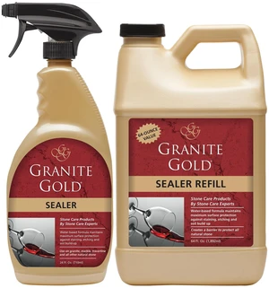 Sealer for Natural Stone, 24 oz Spray & 64 oz Refill Water-Based Sealant Repels Stains & Etching on, Marble and Travertine - Food-Prep Area Safe - Made in the USA Sealer for Natural Stone, 24 oz Spray & 64 oz Refill Water-Based Sealant Repels Stains & Etching on, Marble and Travertine - Food-Prep Area Safe - Made in the USA