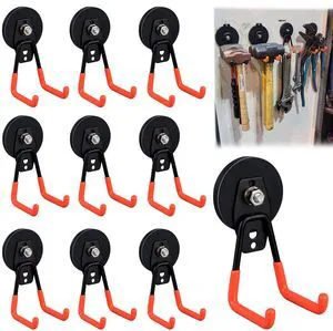 Heavy Duty Magnetic Garage Hook,10 Pack Strong Large Magnet Hooks for Power Drill,Garden Tools,Hose,Pegboard,Garage, Workshop,Magnetic Storage Hooks for Indoor Outdoor Hanging(Orange) Heavy Duty Magnetic Garage Hook,10 Pack Strong Large Magnet Hooks for Power Drill,Garden Tools,Hose,Pegboard,Garage, Workshop,Magnetic Storage Hooks for Indoor Outdoor Hanging(Orange)