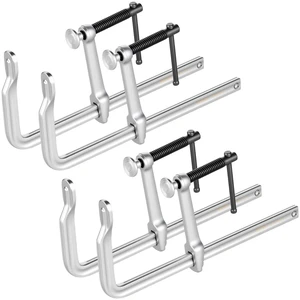 Bar Clamps for Woodworking, 4-Pack, 12" Opening, 4.72 in Throat Depth, 1200 lbs Load Limit, Sturdy Steel Forging and Casting, with Swivel Jaw and T-Handle, for Wood Working and Metal Working Bar Clamps for Woodworking, 4-Pack, 12" Opening, 4.72 in Throat Depth, 1200 lbs Load Limit, Sturdy Steel Forging and Casting, with Swivel Jaw and T-Handle, for Wood Working and Metal Working