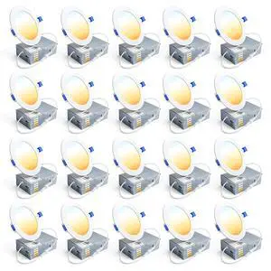 20 Pack 4 Inch LED Recessed Light, 5CCT Dimmable Canless Wafer 2700K-5000K Selectable, 5%-100% Dimmable, 750LM 9W 120V, IC & Damp Rated, ETL & FCC & UL Certified, 50000h Life Span 20 Pack 4 Inch LED Recessed Light, 5CCT Dimmable Canless Wafer 2700K-5000K Selectable, 5%-100% Dimmable, 750LM 9W 120V, IC & Damp Rated, ETL & FCC & UL Certified, 50000h Life Span