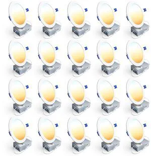 20 Pack 6 Inch LED Recessed Light, 5CCT Dimmable Canless Wafer 2700K-5000K Selectable, 5%-100% Dimmable, 1200LM 12W 120V, IC & Damp Rated, ETL & FCC & UL Certified, 50000h Life Span 20 Pack 6 Inch LED Recessed Light, 5CCT Dimmable Canless Wafer 2700K-5000K Selectable, 5%-100% Dimmable, 1200LM 12W 120V, IC & Damp Rated, ETL & FCC & UL Certified, 50000h Life Span