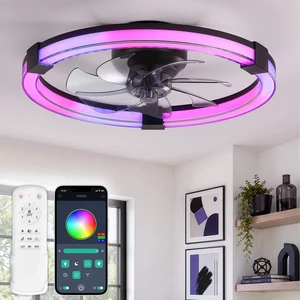 Ceiling Fan with Light,20inch Low Profile Fandelier with Remote RGB RGB,6 Speeds, Reversible DC Motor, Dimmable Flush Mount Fan Light, Modern fans for Bedroom Ceiling Fan with Light,20inch Low Profile Fandelier with Remote RGB RGB,6 Speeds, Reversible DC Motor, Dimmable Flush Mount Fan Light, Modern fans for Bedroom