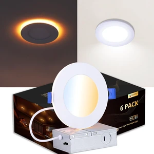 4 Inch 6 Pack LED Recessed Lighting with Night Light Canless, Ultra Thin, Wafer Downlight, Soffit, 5CCT, Dimmable, 9W, 750LM, ETL, Energy Star, IC rated 4 Inch 6 Pack LED Recessed Lighting with Night Light Canless, Ultra Thin, Wafer Downlight, Soffit, 5CCT, Dimmable, 9W, 750LM, ETL, Energy Star, IC rated