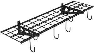 1-Pack 1x4 ft Garage Wall Shelving, Include 6 Bike Hooks, Black Wall Shelf Garage Organization System w/Bike Hangers, Storage Rack, Floating Shelves, 150 lbs Weight Capacity, Classic Series 1-Pack 1x4 ft Garage Wall Shelving, Include 6 Bike Hooks, Black Wall Shelf Garage Organization System w/Bike Hangers, Storage Rack, Floating Shelves, 150 lbs Weight Capacity, Classic Series