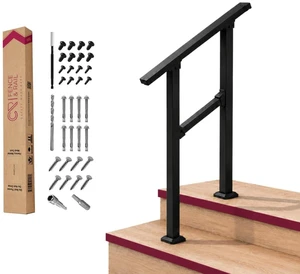CR Fence & Rail Handrails for Outdoor Steps & Indoor Stair Railing Kit for Seniors, 1-2 Steps Safety Hand Rail for Porch & Deck, with 26" top Rail CR Fence & Rail Handrails for Outdoor Steps & Indoor Stair Railing Kit for Seniors, 1-2 Steps Safety Hand Rail for Porch & Deck, with 26" top Rail