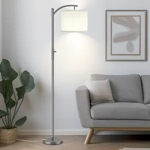 Dimmable Floor Lamp, Arc Floor Lamps for Living Room, Stepless Dimming Modern Standing Lamp with Linen Shade, Tall Lamp for Bedroom Office Dining Room- Grey Dimmable Floor Lamp, Arc Floor Lamps for Living Room, Stepless Dimming Modern Standing Lamp with Linen Shade, Tall Lamp for Bedroom Office Dining Room- Grey