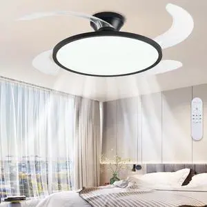 Retractable Ceiling Fan with Lights Remote Control,42'' Low Profile Ceiling Fan with Retractable Blades,Dimmable Full Spectrum,Modern Fandelier for Living Room Dinning Room Bedroom,Black Retractable Ceiling Fan with Lights Remote Control,42'' Low Profile Ceiling Fan with Retractable Blades,Dimmable Full Spectrum,Modern Fandelier for Living Room Dinning Room Bedroom,Black