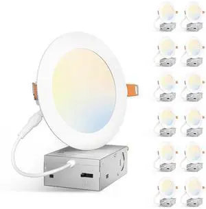 12 Pack 5 Inch 5CCT Ultra-Thin LED Canless Recessed Ceiling Light 2700K/3000K/3500K/4000K/5000K Selectable, 11W=75W, 900LM High Brightness, Dimmable Wafer Downlight with Junction Box, ETL&FCC 12 Pack 5 Inch 5CCT Ultra-Thin LED Canless Recessed Ceiling Light 2700K/3000K/3500K/4000K/5000K Selectable, 11W=75W, 900LM High Brightness, Dimmable Wafer Downlight with Junction Box, ETL&FCC
