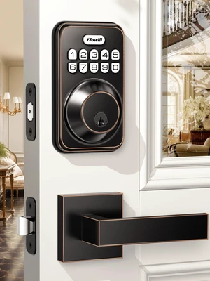 Keyless Entry Keypad Deadbolt Lock with Handles, Oil Rubbed Bronze 20+ User Password, One-time Code, Auto Lock, Anti-Peeping Password, Low Battery Alert, ANSI Grade 3, for Front Door Keyless Entry Keypad Deadbolt Lock with Handles, Oil Rubbed Bronze 20+ User Password, One-time Code, Auto Lock, Anti-Peeping Password, Low Battery Alert, ANSI Grade 3, for Front Door