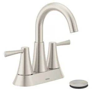 Ronan Spot Resist Brushed Nickel Two-Handle 4" Centerset Modern Bathroom Faucet with Push-Down Drain, 84022SRN Ronan Spot Resist Brushed Nickel Two-Handle 4" Centerset Modern Bathroom Faucet with Push-Down Drain, 84022SRN