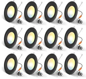 12 Pack 5/6 inch LED Recessed Lighting, Retrofit Can Lights, Black Dimmable, 12.5W=100W, 950LM, 2700K/3000K/4000K/5000K/6000K Selectable, Baffle Trim, Easy Install, IC & Damp Rated, ETL & FCC 12 Pack 5/6 inch LED Recessed Lighting, Retrofit Can Lights, Black Dimmable, 12.5W=100W, 950LM, 2700K/3000K/4000K/5000K/6000K Selectable, Baffle Trim, Easy Install, IC & Damp Rated, ETL & FCC