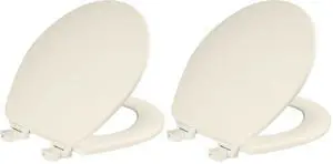 CHURCH Toilet Seat, Easy Clean Hinges Release for Deep Cleans, Durable Enameled Wood Seat, Round, Biscuit (Pack of 2) CHURCH Toilet Seat, Easy Clean Hinges Release for Deep Cleans, Durable Enameled Wood Seat, Round, Biscuit (Pack of 2)