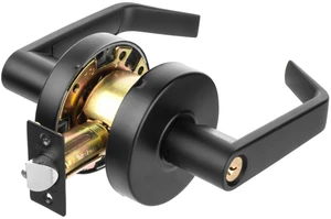Augusta Storeroom Lever Lockset, ADA, Grade 2, Flat Black ADA Compliant Storeroom Door Lever Lockset For Storage Room Or Commercial Facility, Grade 2 Heavy Duty Construction Augusta Storeroom Lever Lockset, ADA, Grade 2, Flat Black ADA Compliant Storeroom Door Lever Lockset For Storage Room Or Commercial Facility, Grade 2 Heavy Duty Construction