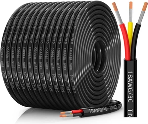 18 Gauge Wire, 18/3 Conductor Tinned Copper Electrical Wire, 200FT Flexible, Waterproof & Flame-Retardant Low-Voltage 18 AWG 3 Wire Cable with PVC Jacket for Automotive, RV, Marine, LED Strip 18 Gauge Wire, 18/3 Conductor Tinned Copper Electrical Wire, 200FT Flexible, Waterproof & Flame-Retardant Low-Voltage 18 AWG 3 Wire Cable with PVC Jacket for Automotive, RV, Marine, LED Strip
