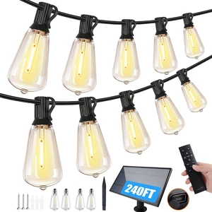2 Pack 120FT Solar String Lights Outdoor,Solar Patio Lights Waterproof with Remote & 80+4 Dimmable ST38 Shatterproof LED Bulbs,Commercial Grade Solar Powered String Lights for Outside 2 Pack 120FT Solar String Lights Outdoor,Solar Patio Lights Waterproof with Remote & 80+4 Dimmable ST38 Shatterproof LED Bulbs,Commercial Grade Solar Powered String Lights for Outside