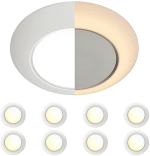6 Inch LED Low Profile Disk Light with Night Light, 120VAC, 15W, 5CCT Color Changing, 1000LM, Dimmable, ETL, Shower Wet Rated Screw in Flush Mount Ceiling Light, White/8 Packs 6 Inch LED Low Profile Disk Light with Night Light, 120VAC, 15W, 5CCT Color Changing, 1000LM, Dimmable, ETL, Shower Wet Rated Screw in Flush Mount Ceiling Light, White/8 Packs