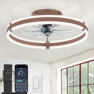 Ceiling Fans with Lights and Remote, 19.7'' Low Profile Ceiling Fan, 3000-6000K Dimmable Modern Flush Mount LED Fan Light, 6 Wind Speeds, Brown Fandelier Ceiling Fans for Bedroom Ceiling Fans with Lights and Remote, 19.7'' Low Profile Ceiling Fan, 3000-6000K Dimmable Modern Flush Mount LED Fan Light, 6 Wind Speeds, Brown Fandelier Ceiling Fans for Bedroom