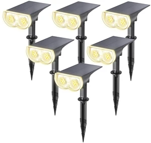 Solar Lights Outdoor Waterproof LED Spotlights Warm White 6 Pack Starray, 3 Lighting Modes, 650LM, 3000K, Dusk to Dawn, In-Ground Wall-Mounted for Landscape Yard Garden Tree Flag Pathway Solar Lights Outdoor Waterproof LED Spotlights Warm White 6 Pack Starray, 3 Lighting Modes, 650LM, 3000K, Dusk to Dawn, In-Ground Wall-Mounted for Landscape Yard Garden Tree Flag Pathway