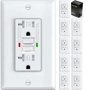 10 Pack 20A GFCI Outlets, TR Self-Test GFI Receptacle, UL Listed Slim Design, Tamper Resistant with LED Indicator, Ground Fault Circuit Interrupter, Decor Wallplate Included, White 10 Pack 20A GFCI Outlets, TR Self-Test GFI Receptacle, UL Listed Slim Design, Tamper Resistant with LED Indicator, Ground Fault Circuit Interrupter, Decor Wallplate Included, White
