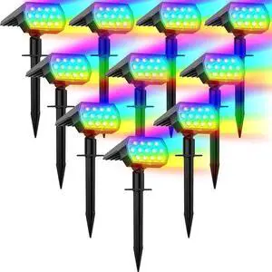 Color Changing Solar Lights Outdoor IP68 Waterproof, RGB, 10 Pack 7 Lighting Modes, Long Lasting, Automatic Dusk to Dawn, Dimmable, Halloween Christmas Decorations for Yard Garden Tree Party Color Changing Solar Lights Outdoor IP68 Waterproof, RGB, 10 Pack 7 Lighting Modes, Long Lasting, Automatic Dusk to Dawn, Dimmable, Halloween Christmas Decorations for Yard Garden Tree Party