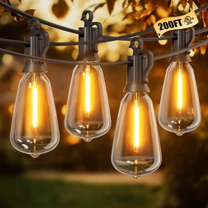Outdoor String Lights, 200FT 64+2 LED ST38 LED Patio Lights Shatterproof, Dimmable IP65 Waterproof Connectable Hanging Outdoor Light for Backyard, Porch, Deck, Balcony Outdoor String Lights, 200FT 64+2 LED ST38 LED Patio Lights Shatterproof, Dimmable IP65 Waterproof Connectable Hanging Outdoor Light for Backyard, Porch, Deck, Balcony